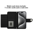 thumbnail image 2 of Allytech Wallet Case for iPhone 15 Pro, Luxury PU Leather Shockproof Protective Flip Cover for Women Girls, Kickstand Folio Case with Card Slots Holder Wrist Strap Lanyard - Black, 2 of 7