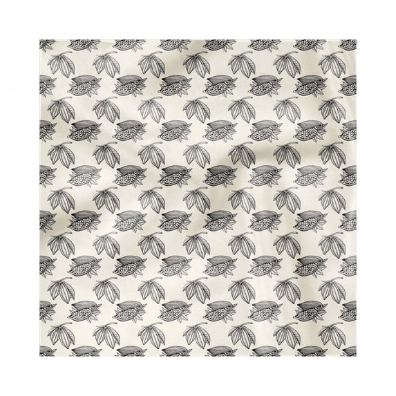 Chocolate Decorative Napkins Set of 4, Raw Organic Cocoa Beans Botanical Agriculture Leaves Exotic Hipster Print, Silky Satin Fabric for Brunch Dinner Party, 12", Eggshell and Black, by Ambesonne