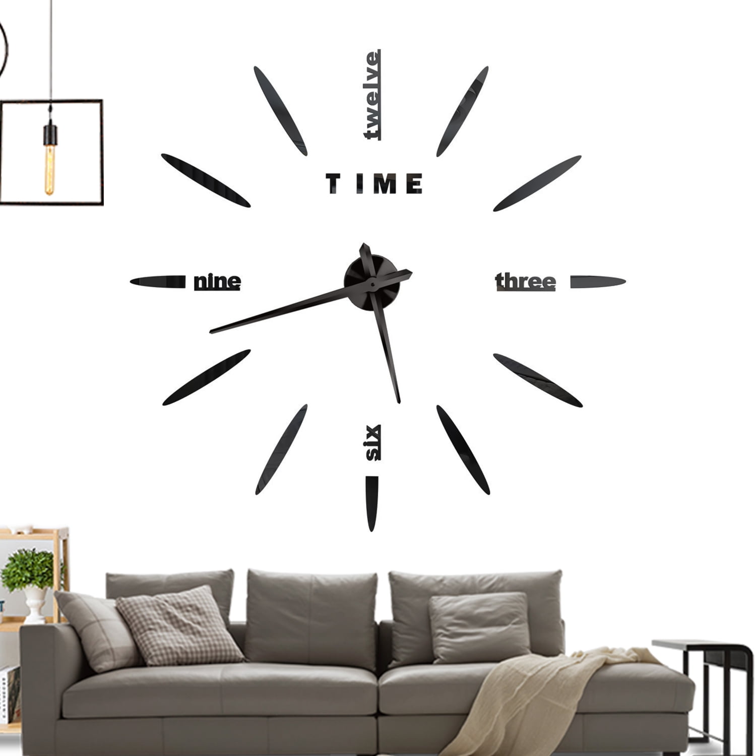 DIY Wall Clock, 47"/120CM 3D Mirror Stickers Large Frameless Wall Clock