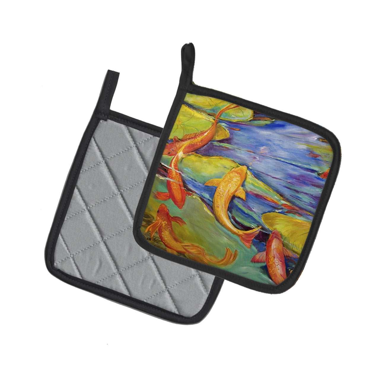 Carolines Treasures JMK1263PTHD Koi Pair of Pot Holders , 7.5HX7.5W, multicolor
