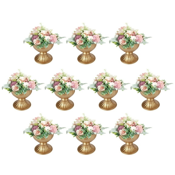 10pcs Gold Flower Vases Trumpet Centerpieces Flower Vases Wedding Table Decor Vases