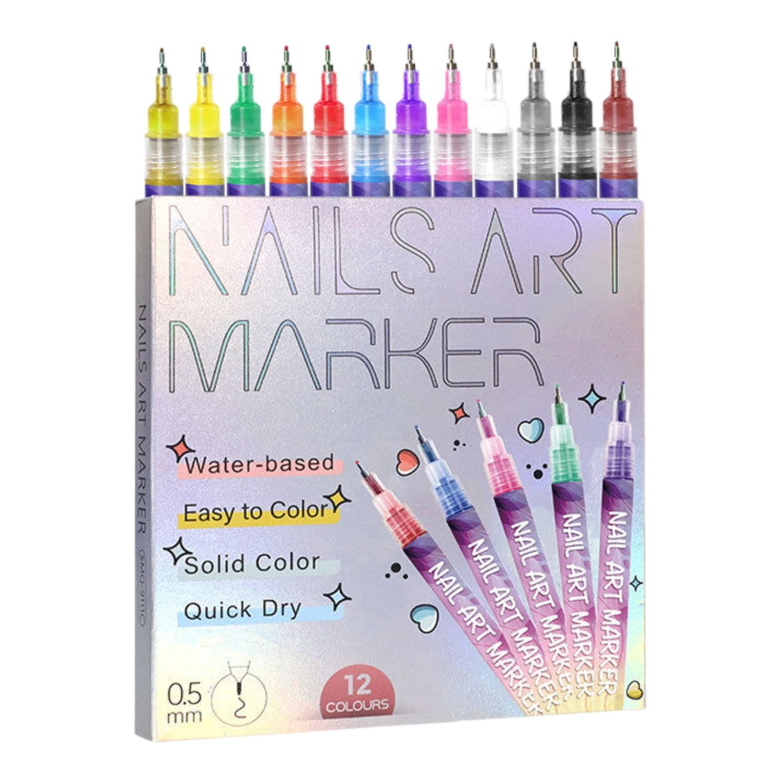 12 Colors Nail Art Pens Acrylic Paint Marker Set,DIY Manicure Tools,Fingernail Polish Pens for Art Drawing, Painting Dotting,Nail Markers for Nail Art
