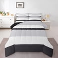 thumbnail image 1 of Erosebridal White Stripes Comforter Sets Queen Size,Geometric Lines Bedding Queen Comforter Set,Geometric Theme Bedding Sets Queen with Comforter,Ultra Soft Abstract Room Decor,Reversible,3 Pieces, 1 of 8