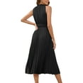 thumbnail image 2 of Hanerdun Women A-Line Midi Dresses Female Wrinkle Waist Pleated Dress Black S, 2 of 5