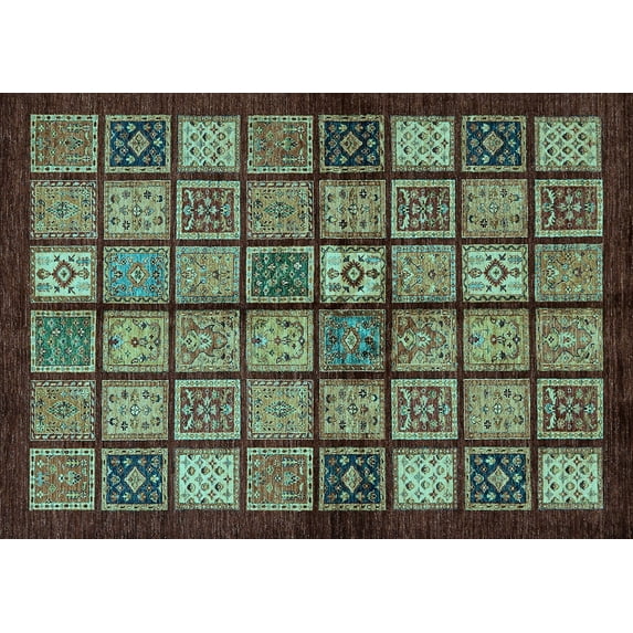 Ahgly Company Indoor Rectangle Abstract Light Blue Modern Area Rugs, 5' x 8'