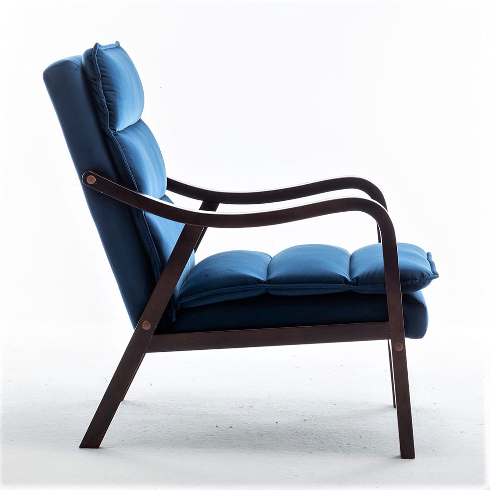 US Pride Furniture Clovis 24.8" Wide Mid-Century Modern Velvet Armchair, Dark Blue