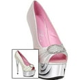 thumbnail image 2 of Ellie Shoes E-609-Lauren 6" Satin Womens Peep Toe Chrome Platform with Rhinestone Buckle. 12 / Nude, 2 of 2