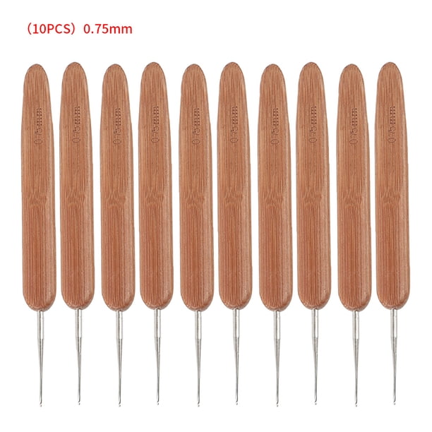 Ganchos de ganchillo, mango de bambú, agujas de coser, herramientas de bordado, una sola cabeza, 0,75 mm 10 Piezas Methold HA006418-02