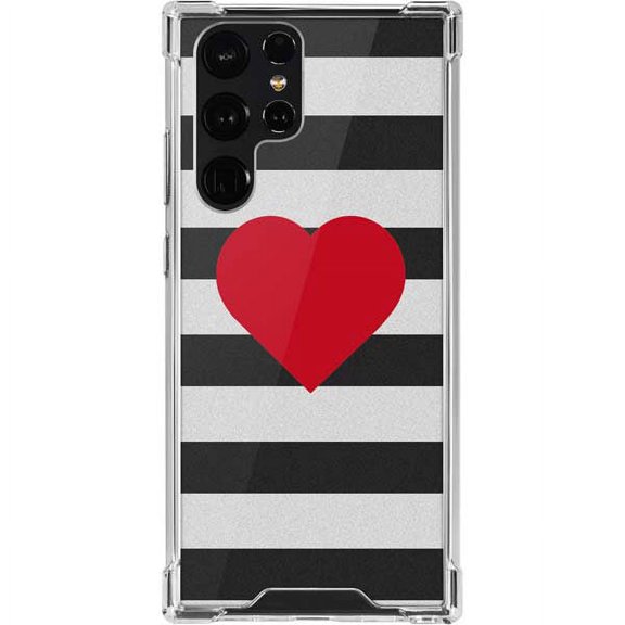 Skinit Hearts Black And White Striped Heart Galaxy S22 Ultra Clear Case