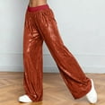 thumbnail image 5 of vigerkar Women Sequin Flared Trousers High Waisted Sparkly Wide Leg Trousers Party Clubwear Shiny Bell Bottom Pants (Red, L), 5 of 8