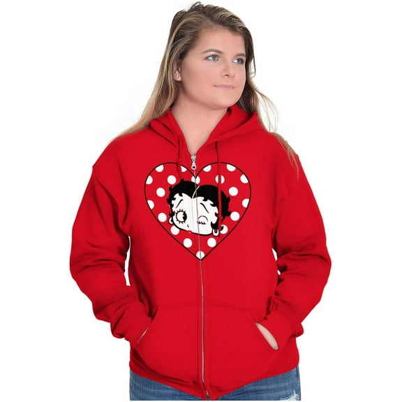 Betty Boop Wink and a Kiss Polka Dots Zip Hoodie Sweatshirt Women Brisco Brands M