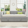 thumbnail image 4 of Harper & Bright Designs Full Size L Shaped Platform Bed with Pop Up Trundle, Wood Upholstered Corner Bed Frame with USB ports, Gray, 4 of 14