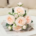 thumbnail image 4 of 12.6in Artificial Peony Flower Bouquet - Dusty Rose & Blush Pink Silk Flowers with Greenery,Wedding Bouquets for Bride,Bridesmaid,Table Centerpieces,Home Decor,Party,DIY Floral Arrangements, 4 of 7