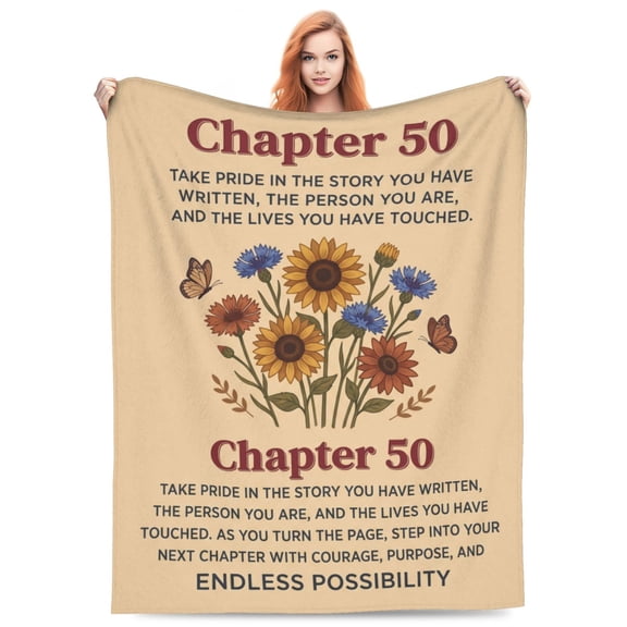50th Birthday Gifts for Her, Him, Chapter 50 Birthday Blanket, 50 Year Old Bday Gifts for Women Friend, Sister, Mom, 1976, 50th Birthday Decorations, Turning 50 Throw Blankets 50x40