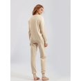 thumbnail image 5 of Women'S V Neck 2 Piece Sweater Set Pullover Casual High-Waisted Knit Set Sweatsuits Apricot One size, 5 of 9