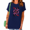 3-Navy Blue, variant on UNISHE Women's white Fall Abstract Boho Wildflower Floral Graphic Short Sleeve T-Shirts Tops