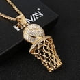 thumbnail image 3 of Jinsinto Mens 18k Gold Silver Plated Basketball Rim CZ Inlay Pendant Hip Hop Box Chain gold, 3 of 5