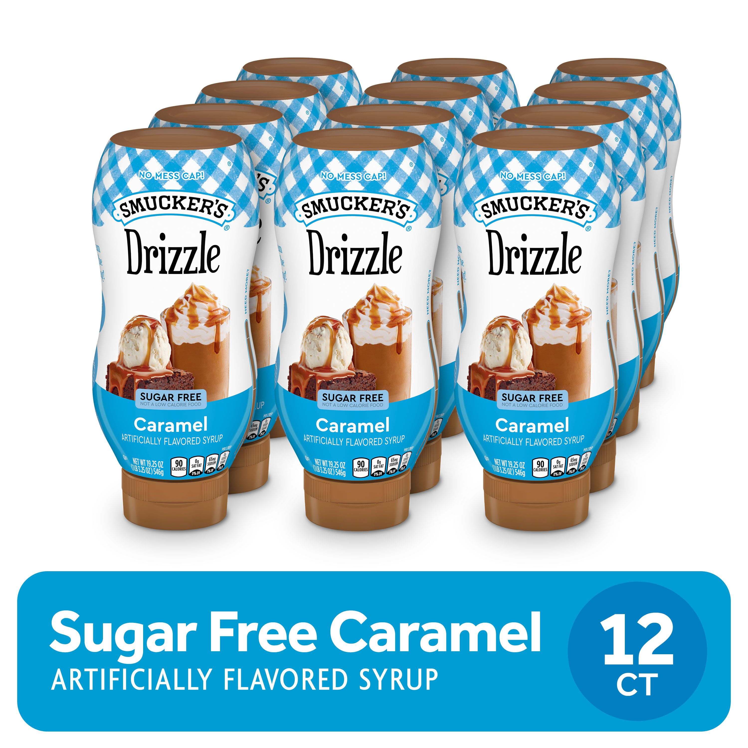 (3 pack) Smucker's Drizzle Sugar Free Caramel Artificially Flavored Syrup, 19.25 oz Squeezable Bottle