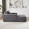 thumbnail image 4 of 75 Inch Corduroy Sponge Sofa Lounge Chair, Fluffy Modern Sleeper Chair for Indoor/Living Room/Bedroom/Apartroom, Grey, 4 of 8