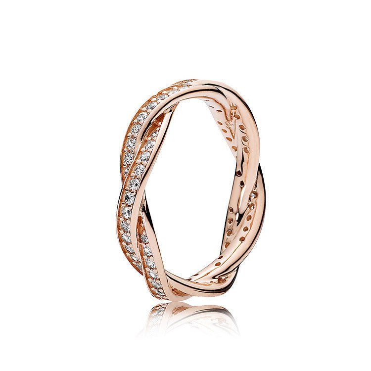 Womens Ring Geometric Design Electroplated Rose Gold and Sterling Silver Travel Souvenir Jewelry Keepsake Item