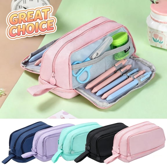 High Capacity Pencil Case, Aesthetic Big Pencil Bag Pouch Box Organizer Pen Case with Zipper, Kawaii Stationery Storage and Organizer, Classroom Office Supplies for Teen and Adult