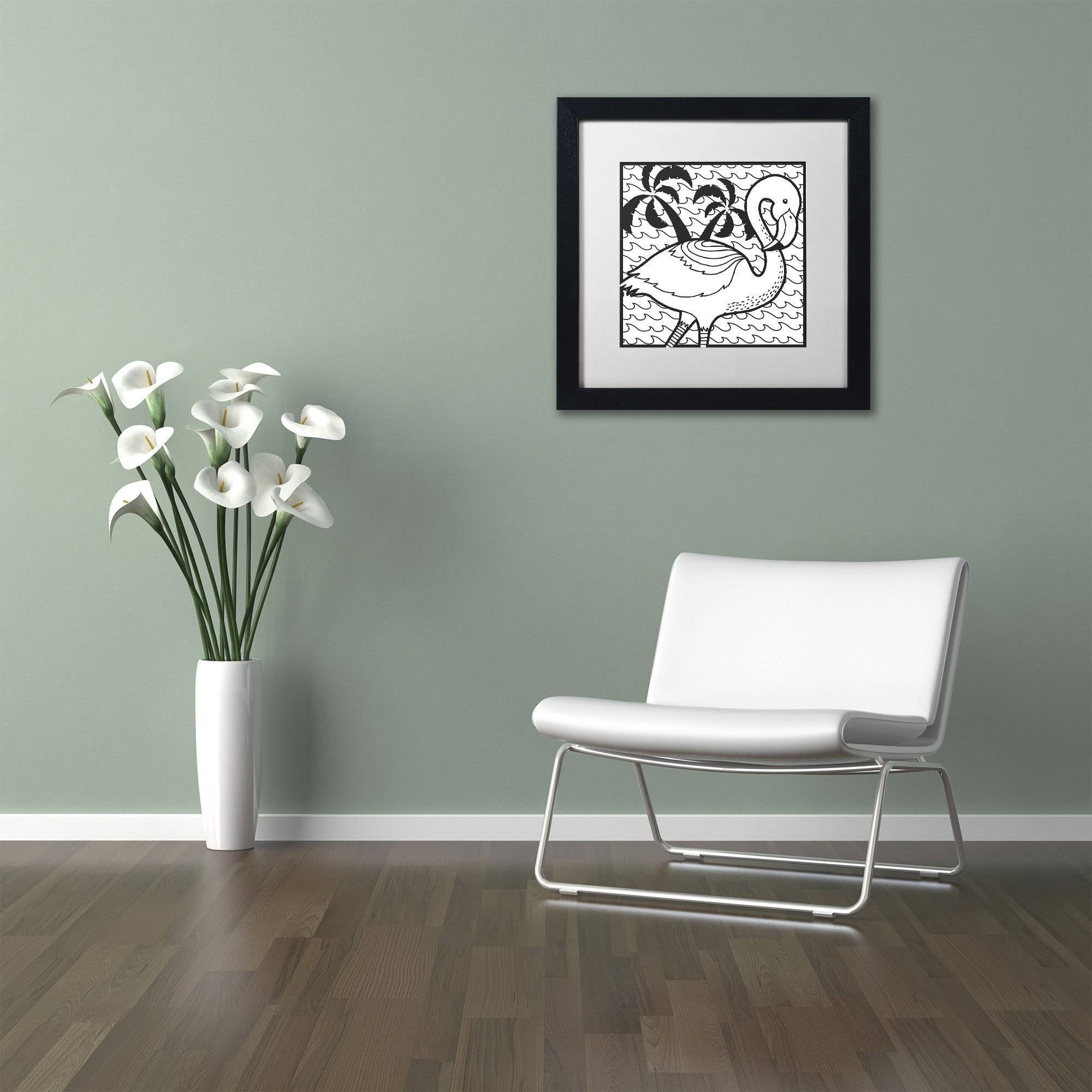 Trademark Fine Art "Flamingo" Canvas Art by Hello Angel, White Matte, Black Frame