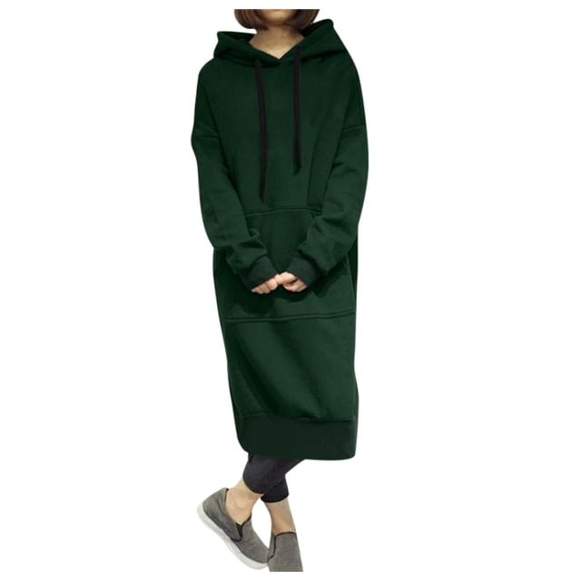 Aocisk Robe Chandail à Capuche Oversize pour Femme à Manches Longues pour un Style d'Hiver Chaud et Confortable Vert P