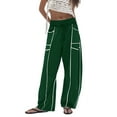 thumbnail image 2 of Palazzo Pants for Women Wide Leg Comfy Elastic Waist Casual Trousers with Drawstring, 2 of 4