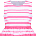 thumbnail image 6 of Sunny Fashion Girls Dress Pink Floral Leaf Striped Sleeveless Summer Sundress Cotton 11-12 Years, 6 of 9