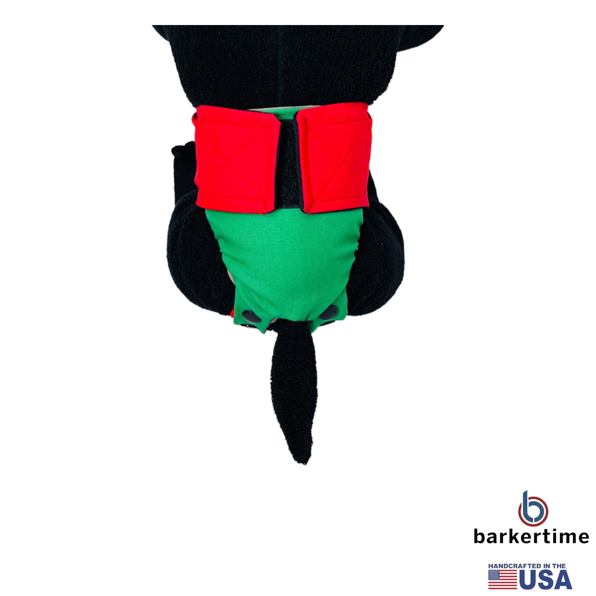 Barkertime Holiday Red on Green Dog Diaper Snappy