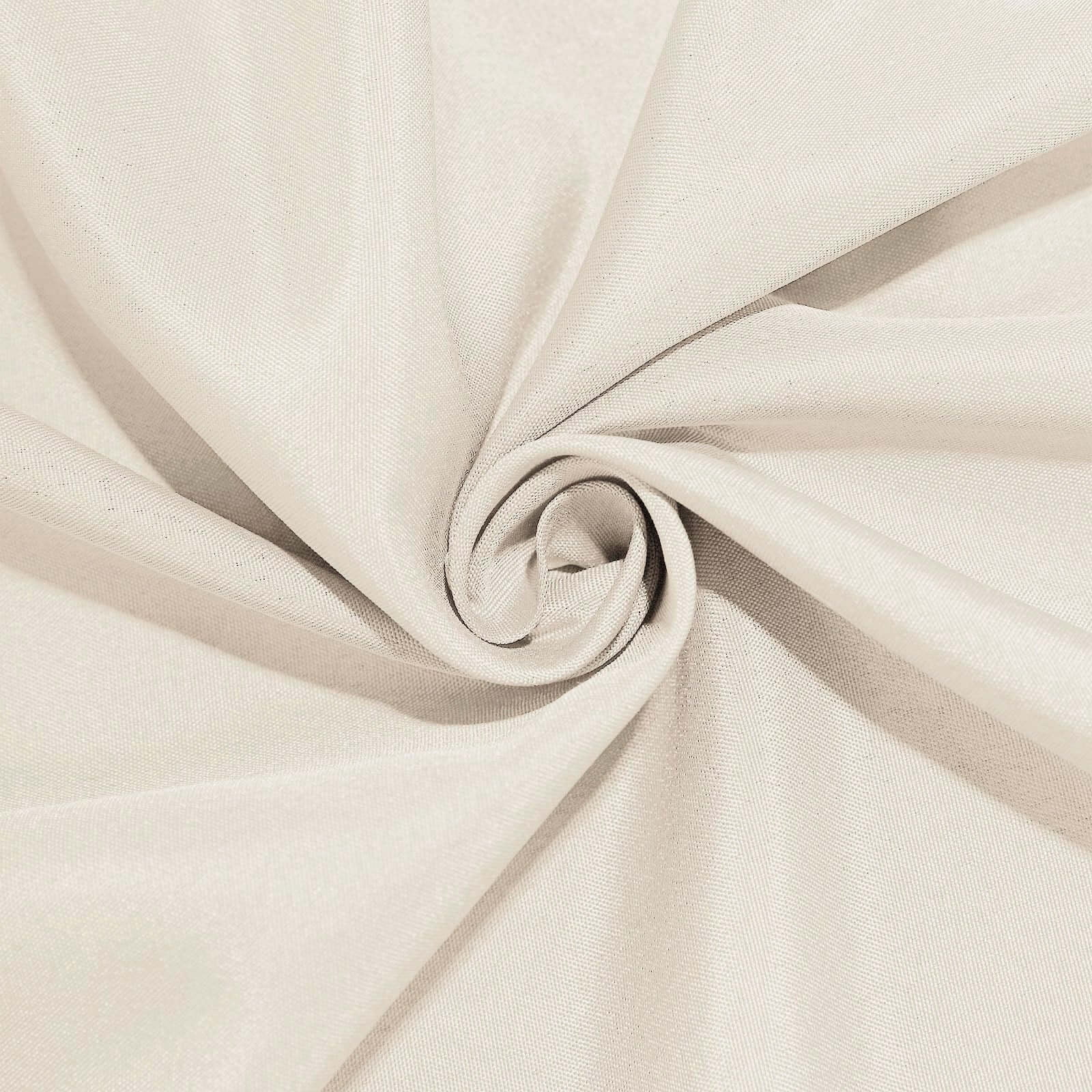 10 Pack 132" Round Polyester Tablecloths - Beige Washable Fabric Covers For Wedding & Events