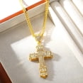thumbnail image 4 of Hip Hop Cool Inlaid Zirconia Sparkling Cross Pendant 14K Yellow Gold Necklace for Men Women Universal Punk Party Favor Jewelry, 4 of 6