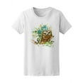 thumbnail image 2 of Watercolor Owl Forest Animals T-Shirt Women -Image by Shutterstock, Female Small, 2 of 4