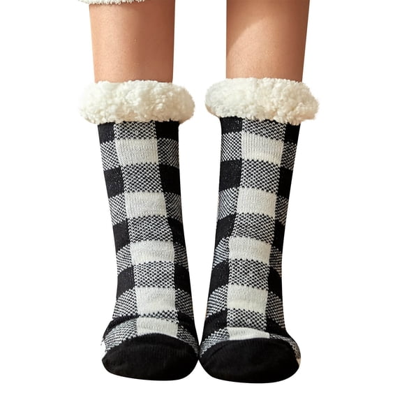 Women's Floor Socks, Winter Fleece-lined Lamb Wool Socks, Sleeping Home Socks, Snow Socks, Postpartum Socks, Black