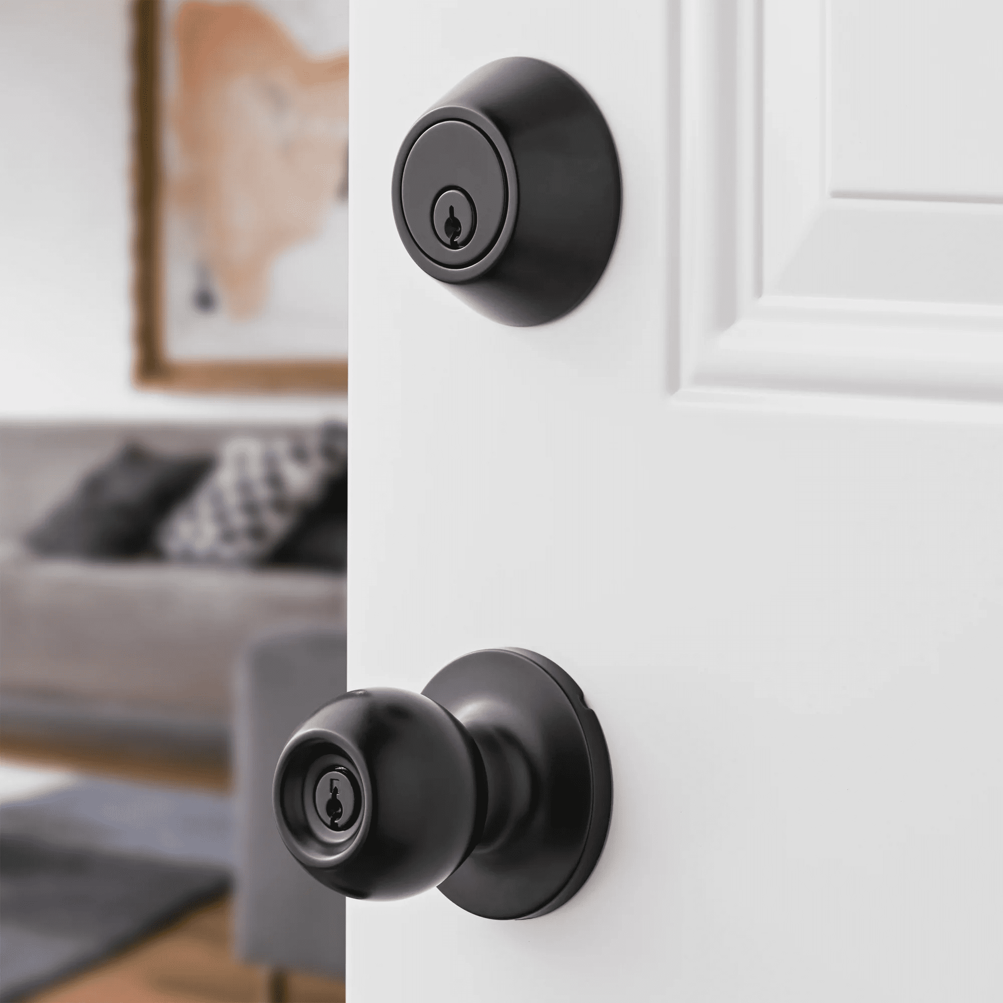 Hyper Tough 2-Pack Keyed Entry Doorknobs and Deadbolts in Matte Black Finish