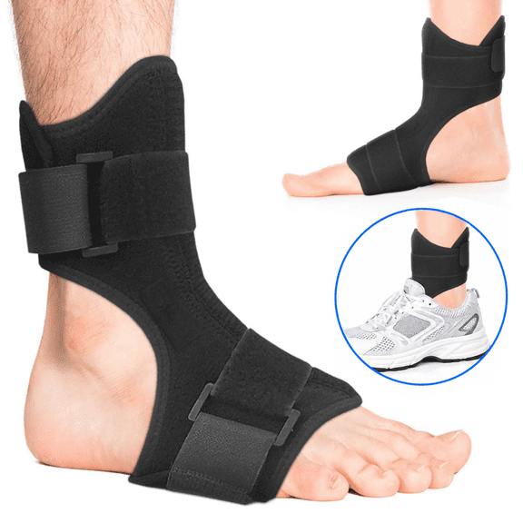 Leyeet 2 Pcs Drop Foot Brace Built-in Forefoot Support Plate, AFO Foot Drop Brace for Walking, Foot Drop Brace for Sleeping, Adjustable Foot Drop Orthosis
