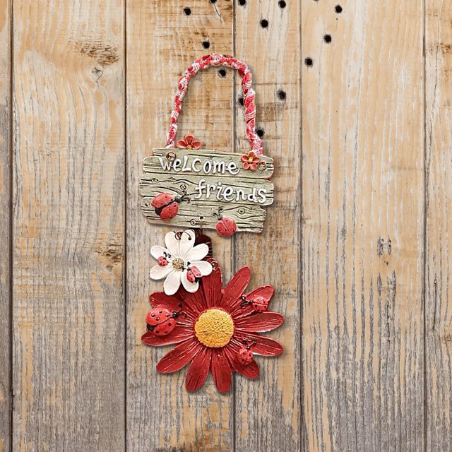 Gwong hogar 2 pcs Señal de puerta adorable Resusable Resina Rústica Rustichouse Bienvenido Decoración del hogar Gwong 21096355