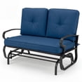 thumbnail image 2 of Costway Glider Outdoor Patio Rocking Bench Loveseat Cushioned Seat Steel Frame Navy, 2 of 7