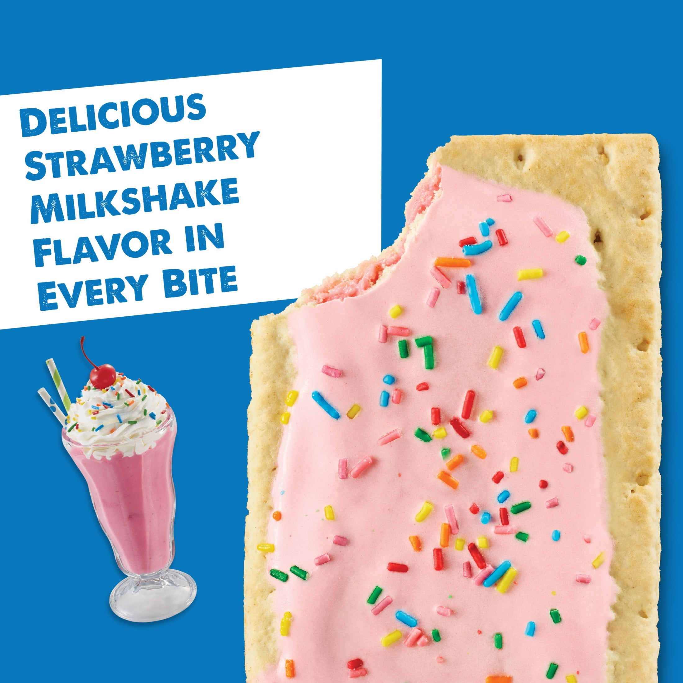 (12 pack) Pop-Tarts Frosted Strawberry Milkshake Toaster Pastries, Breakfast Foods, Shelf-Stable, 13.5 oz (8 Count)