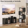thumbnail image 4 of Furologee Geometric Bookshelf 5 Tier Bookcase, Industrial S-Shaped Display Storage Shelf for Small Space, Tall Metal Wood Decorative Standing Shelves for Bedroom, Living Room, Office, Black Oak, 4 of 17