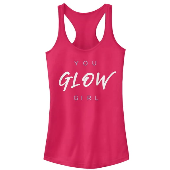 Junior's CHIN UP Glow Girl Racerback Tank Top Dark Pink X Large