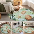 thumbnail image 5 of Round Rugs 4Ft, Sage Green Coastal Round Area Rug Washable Indoor Throw Carpet, Summer Ocean Starfish Shell Soft Non Slip Circle Rug for Kitchen Nursery Room Home Decor Aesthetic, 5 of 8