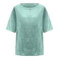 thumbnail image 4 of Breezora Summer Short Sleeve Linen Tops for Women Lightweight Breathable Casual Shirt with Stylish Print Relaxed Fit XXL Size Sky Blue, 4 of 4