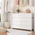 thumbnail image 2 of WALYWIK Dresser TV Stand, 10 Drawer Dresser for Bedroom with Power Outlet, Chest of Drawers, Fabric Dresser for Storage and Organization, White, 2 of 8