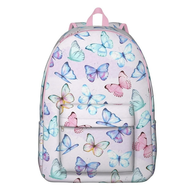 Cute Butterfly Pattern Canvas Bookbag – Lightweight School Backpack with Large Capacity, Comfortable Carrying, and Anti-theft Features Perfect for Female Professionals, Travelers, and Students