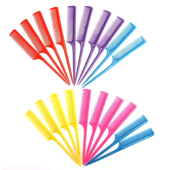 M Buder 20pcs Tail Comb Flat Teeth Hair Styling Tool Heat Resistant Anti-Static Hairdressing Brush for All Hair Types 8.5 inches / 21.5 cm Assorted Colors