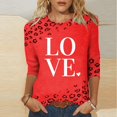 thumbnail image 2 of Jsaierl Women's Valentine's Day Shirts Plus Size Love Heart Graphic Tees Casual 3/4 Sleeve Blouse Crewneck Going Out T-shirt Tops Spring Clothes for Women, 2 of 6