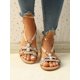 thumbnail image 3 of Women Floral Pattern Braid Detail Slingback Sandals, Vacation Summer Flat Sandals, 3 of 4