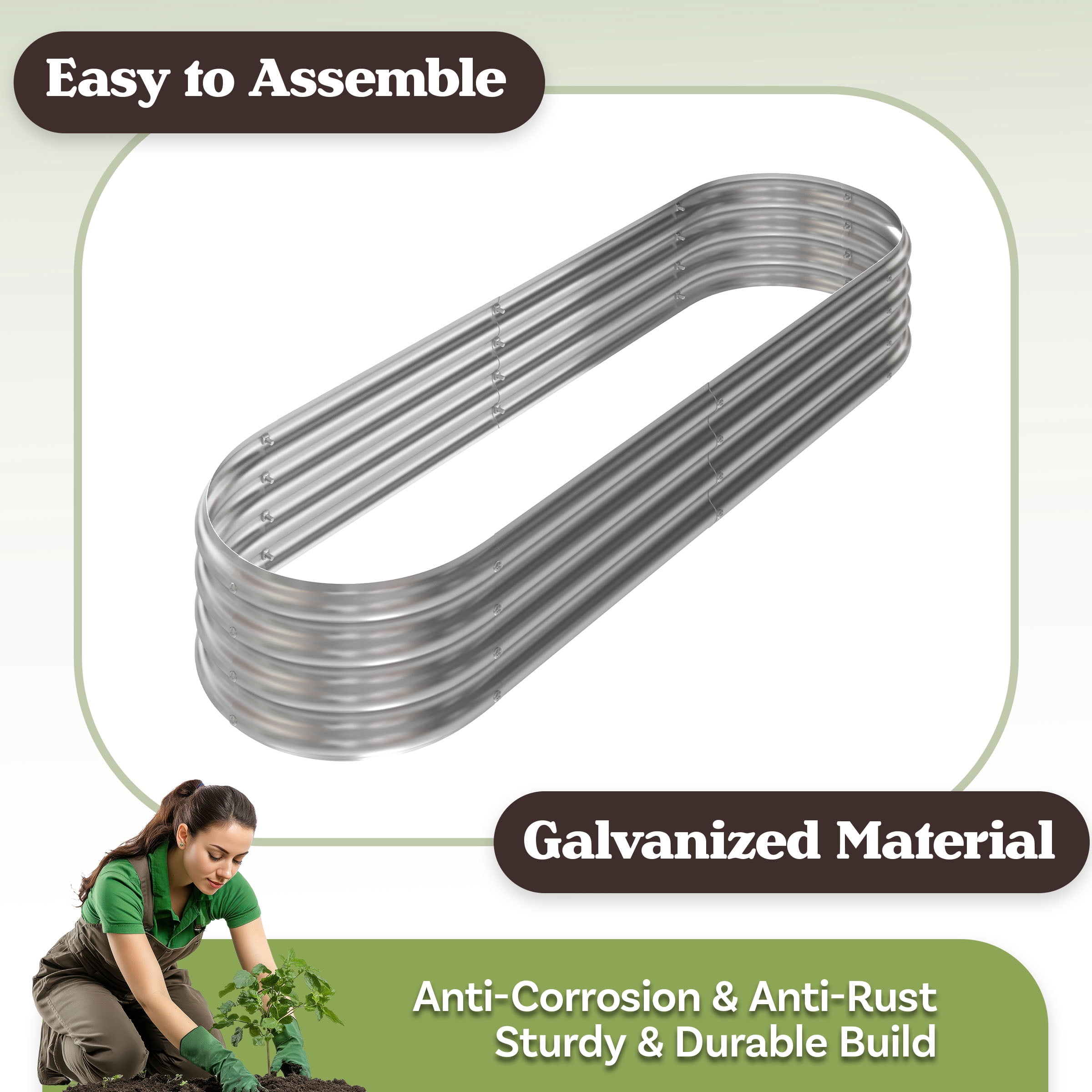 Pure Garden 82"x35" Galvanized Raised Garden Bed, Anti-Rust Coated Metal Planter Box, 7 Cu. Ft Capacity