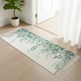 thumbnail image 3 of Teal Eucalyptus Leaves Kitchen Runner Rug 2'x4', Spring Floral Summer Botanical Washable Rug with Tassels, Non Slip Woven Cotton Bathroom Rugs Hallway Carpet for Foyer Bedroom Entry Back Door Decor, 3 of 9